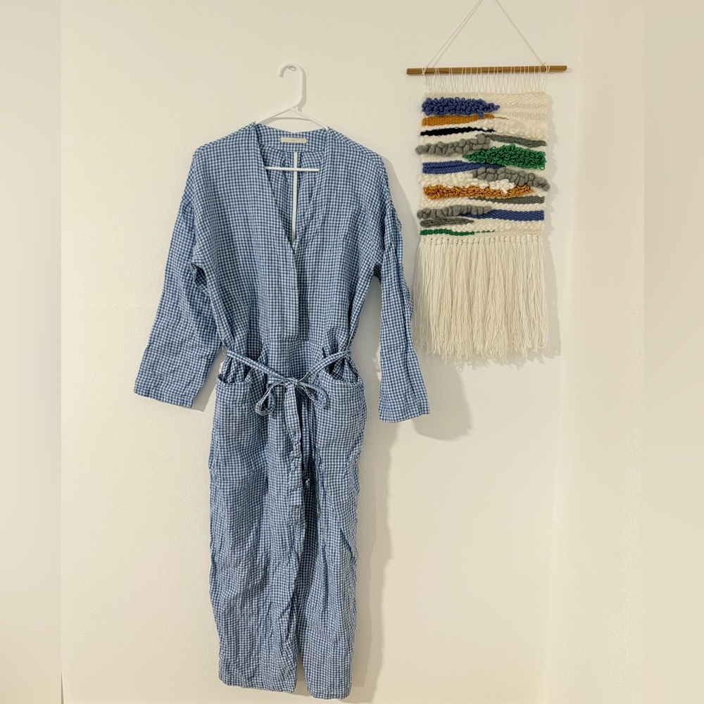 Blue Checkered linen Jumpsuit